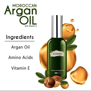 Top Organic Moroccan Argan Oil with Vitamin E / Leave-In / Protects Against Heat / Prevents Damage and Prolongs Hair Color / Anti-Frizz / Adds Shine / For All Hair Types / 100ml / 3.4 oz