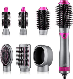 6 in 1 Hair Dryer Brush and Volumizer, Detachable Styler, One-Step Hot Air for Straightening Curling Drying Combing Styling