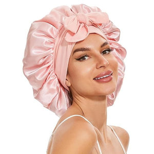 Satin Bonnet Silk Bonnet for Sleeping Double Layer Satin Lined Hair Bonnet with Tie Band for Women Curly Hair