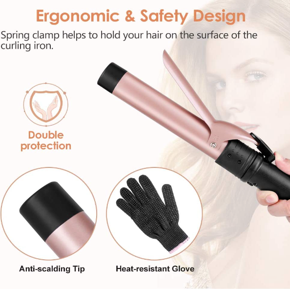 6-IN-1 Curling Iron, Professional Curling Wand Set, Instant Heat Up Hair Curler with 6 Interchangeable Ceramic Barrels (0.35'' to 1.25'') and 2 Temperature Adjustments, Heat Protective Glove & 2 Clips